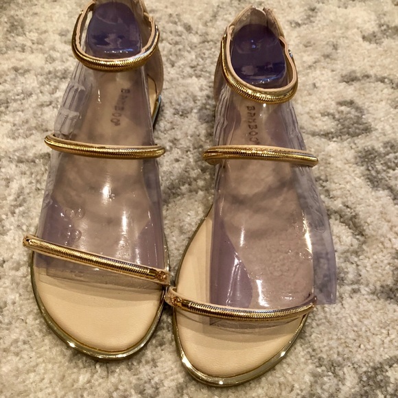 Bamboo gold three strap sandals - Picture 1 of 2